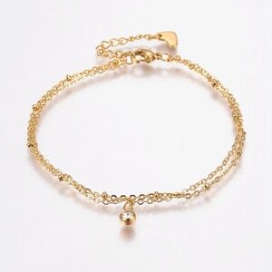 Delicate Layer Gold  CZ Solitaire Satellite Bracelet Crystal or Pink